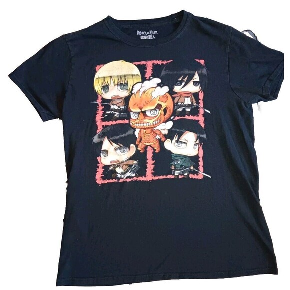 (2) Attack On Titan Shirts Mikasa Akerman & Chibi Mens Medium Vintage Y2K Anime - Picture 8 of 14